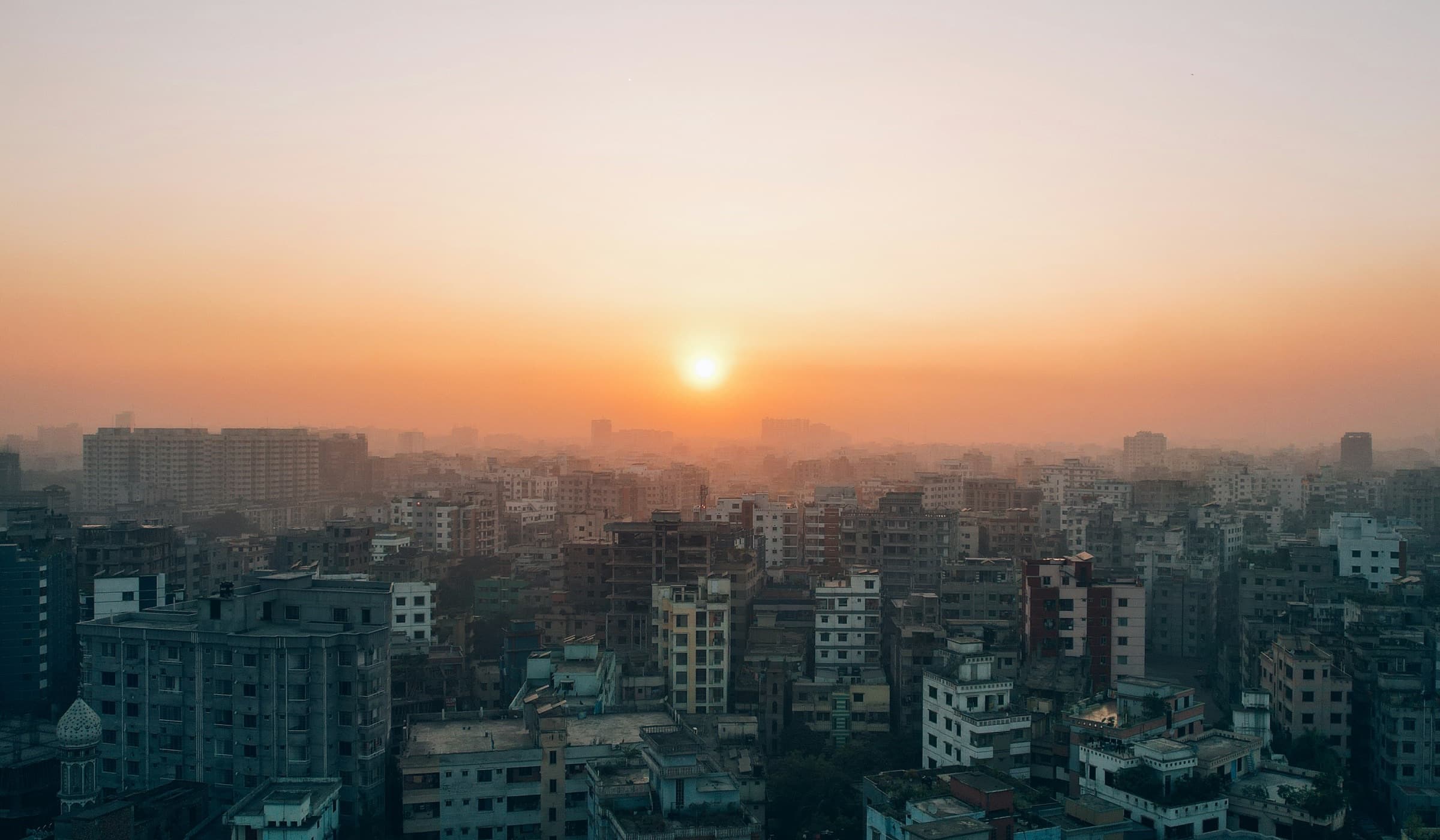 The Dhaka skyline at sunset