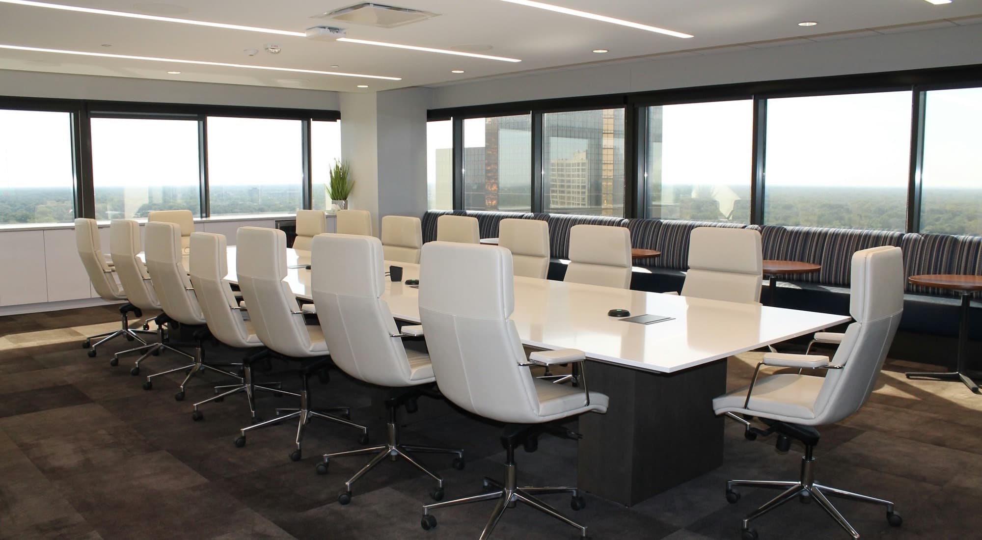 A boardroom overlooking the city